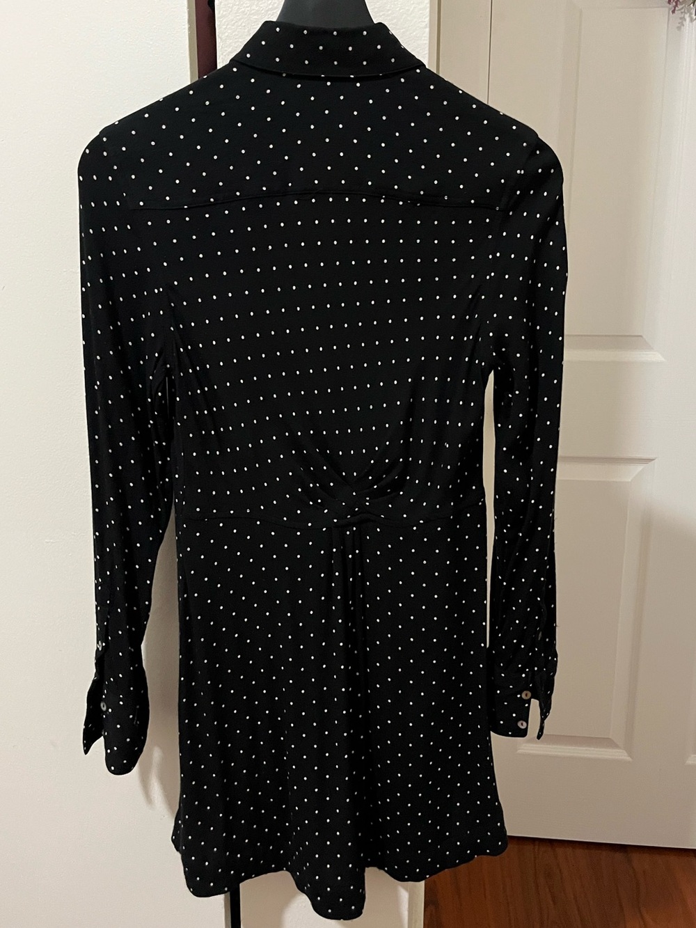 Free People This Town Shirt Dress in a black and white polka dot pattern. - Picture 3 of 5